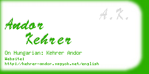 andor kehrer business card